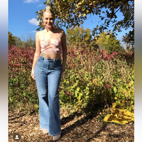 Garage Highwaisted 70s Patch Pocket Blue Jeans Size 5 - Picture 3 of 6